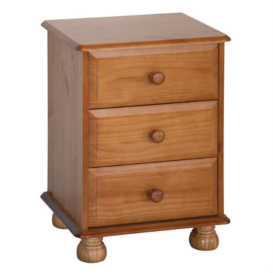 Gardens and Homes Direct Dovedale 3 Drawer Pine Bedside Table