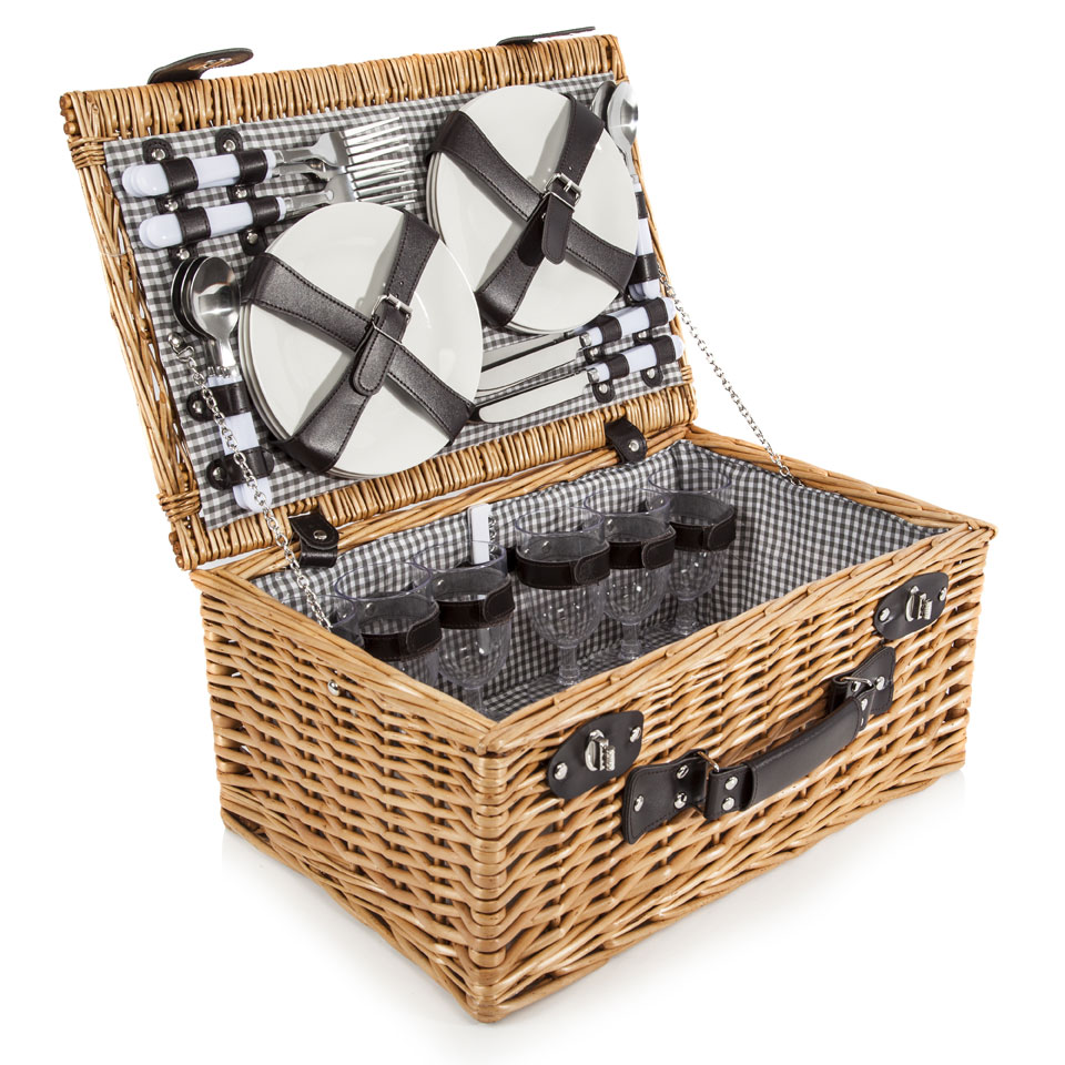 Epsom Traditional Wicker Picnic Basket for Six