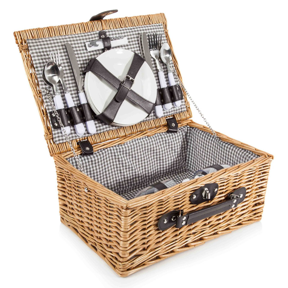 Gardens and Homes Direct Goodwood Traditional Wicker Picnic Basket for Four