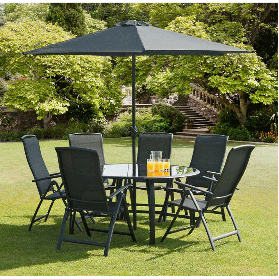 Gardens and Homes Direct Havana Black 6 Seat Outdoor Round Dining Set