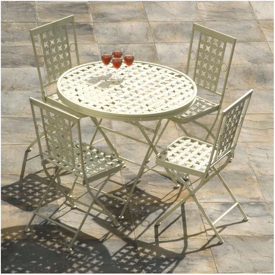 Gardens and Homes Direct Kent 4 Seater White Iron Bistro Dining Set