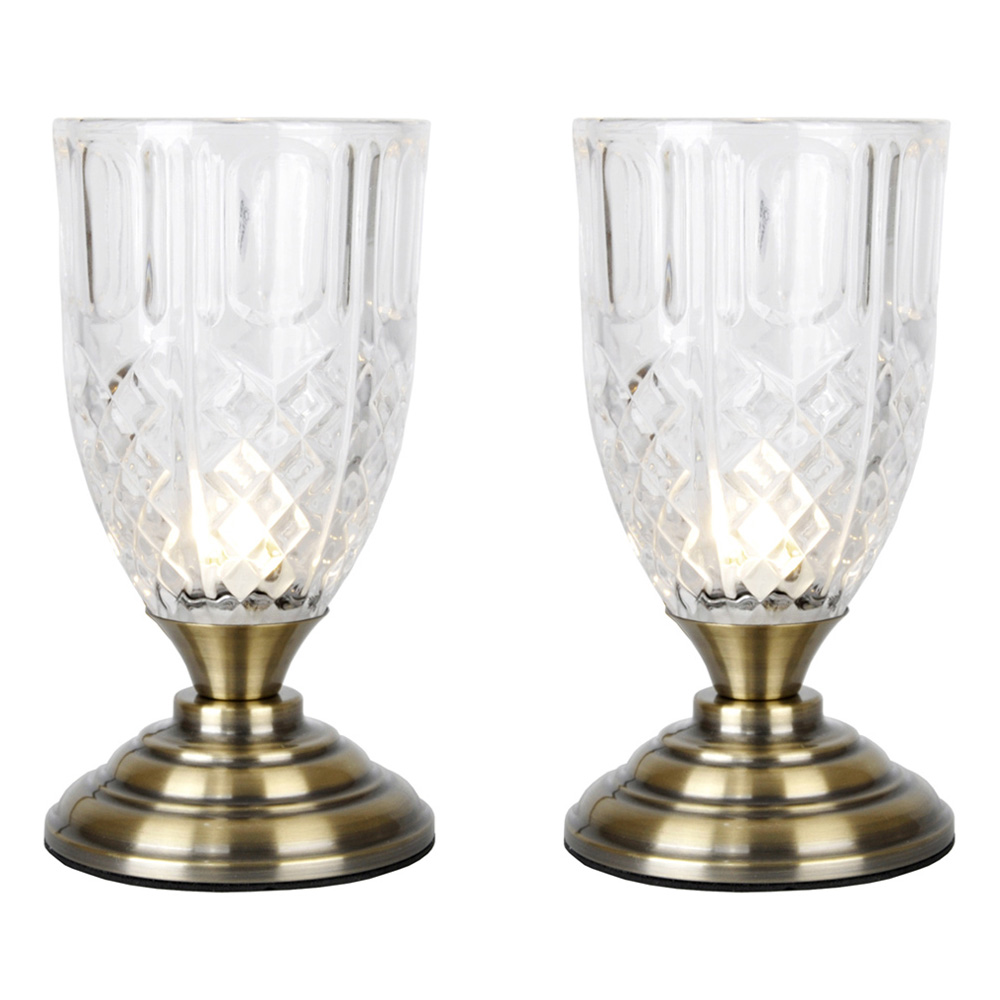Pair of Goblet Touch Table Lamps in Antique Brass