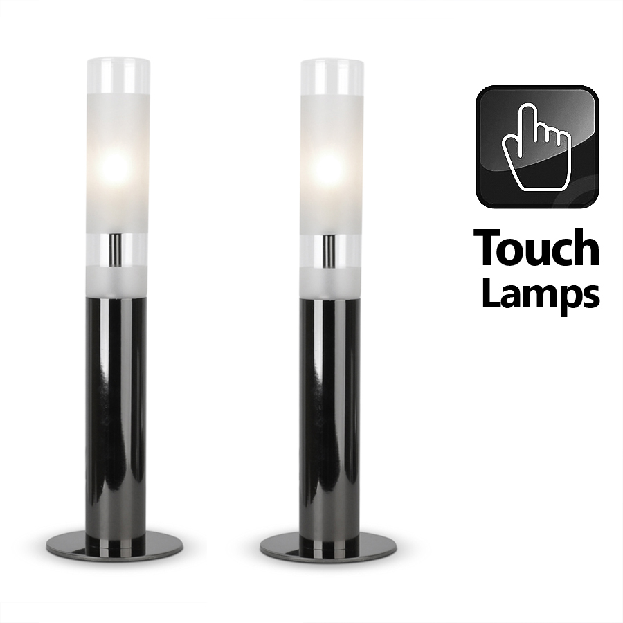 Gardens and Homes Direct Pair of Hamlett Touch Table Lamps in Black Chrome