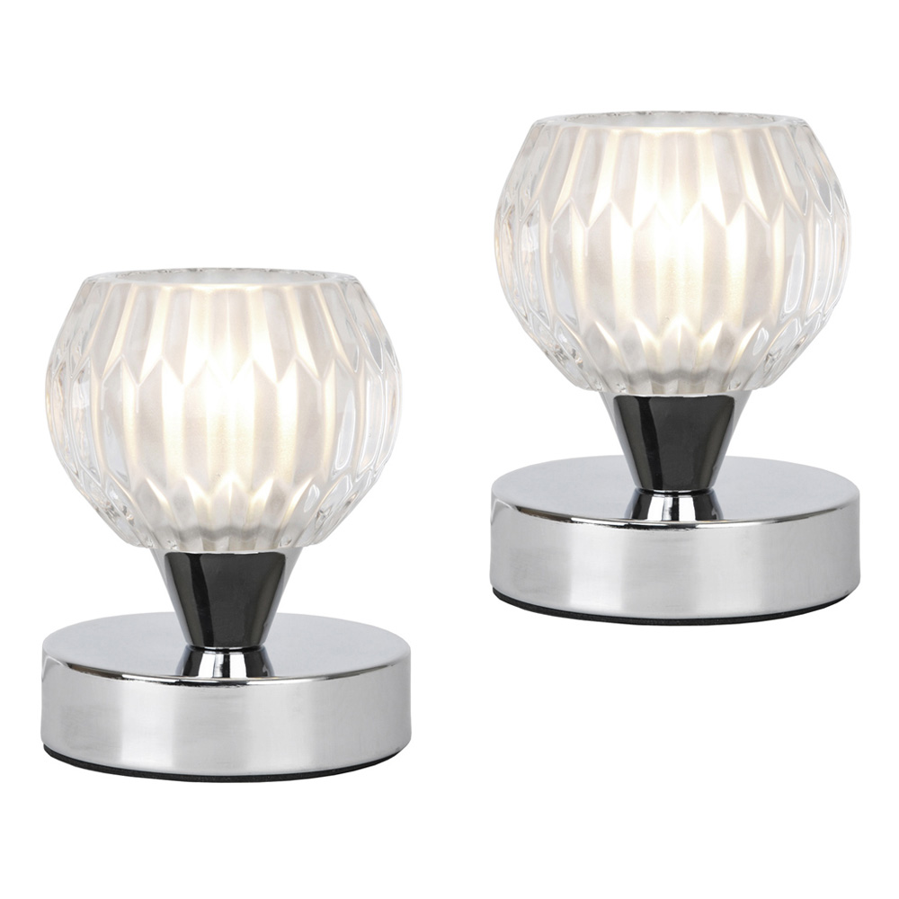 Gardens and Homes Direct Pair of Round Touch Table Lamps in Chrome with