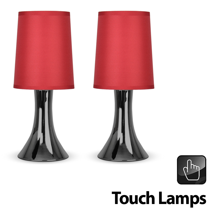 Gardens and Homes Direct Pair of Trumpet Touch Table Lamps in Black