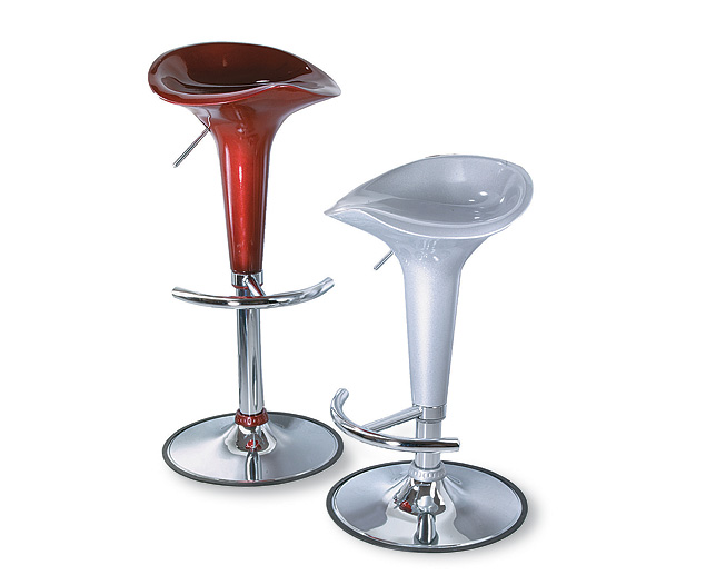 Lift Bar Stool Red Pair (Red and Silver)