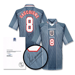 GBM 96-97 England Gascoigne Signed Away Shirt