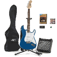 Gear4music BLUE Electric-ST Guitar and COMPLETE PACK