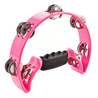 D-Shaped Tambourine by Gear4music Pink