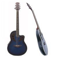 Gear4Music Deluxe Round Back Acoustic Guitar Blue Burst