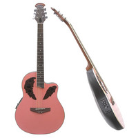 Gear4Music Deluxe Round Back Acoustic Guitar Pink