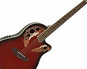 Gear4Music Deluxe Round Back Elecro Acoustic Guitar Red