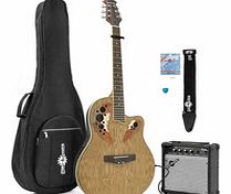 Deluxe Roundback Guitar and 15W Amp Pack Natural