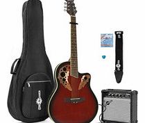 Deluxe Roundback Guitar and 15W Amp Pack Red