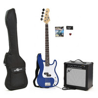 Electric G-4 Bass Guitar + 25W Amp Pack Blue