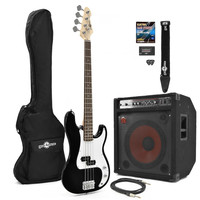 Gear4Music LA Bass Guitar   150W Power Pack Black