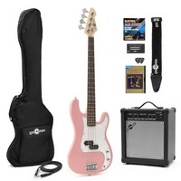 Gear4Music LA Bass Guitar   25W Amp Pack Pink