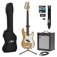 Gear4Music LA Bass Guitar   35W Amp Pack Natural