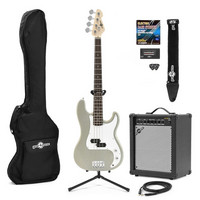 Gear4Music LA Bass Guitar   35W Amp Pack Silver
