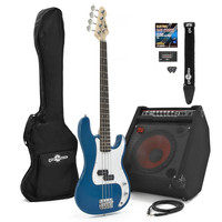Gear4Music LA Bass Guitar   80W Power Pack Blue