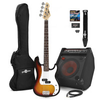 Gear4Music LA Bass Guitar   80W Power Pack Sunburst