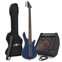 Gear4Music Lexington 5 String Bass Guitar   BP80 Pack Blue