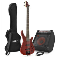 Gear4Music Lexington 5 String Bass Guitar   BP80 Pack Red