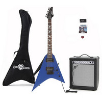 Metal V Electric Guitar + 35W Amp Pack Blue