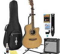 Gear4Music Roundback Electro Acoustic Guitar   Complete Pack
