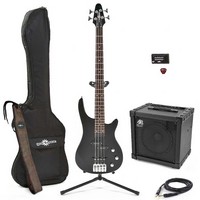 SE-4 Bass Guitar by Gear4music Black + BE50 Bass