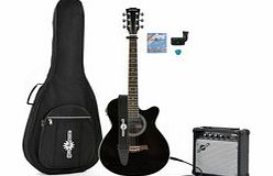 Gear4Music Single Cutaway Electro Acoustic Guitar   15W Amp