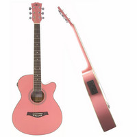 Gear4Music Single Cutaway Electro Acoustic Guitar Pink