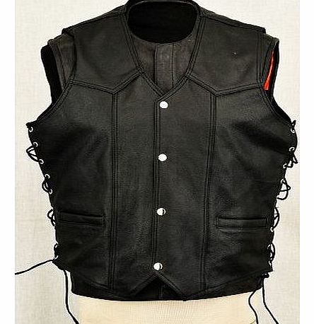 GearX Leather Waistcoat Vest 4 Motorcycle Motorbile Laced Sides