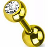 Gekko Body Jewellery Titanium Anodised 1.2mm (16 Gauge) Gold Cartilage / Tragus Bar - 6mm bar