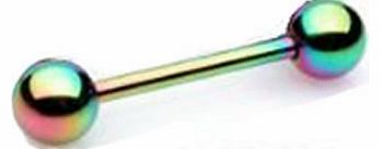Titanium Anodised Tongue Bar / Barbell Over 316L Stainless Surgical Steel