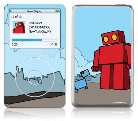 iPod Video GelaSkin Red Robot Leaving The City