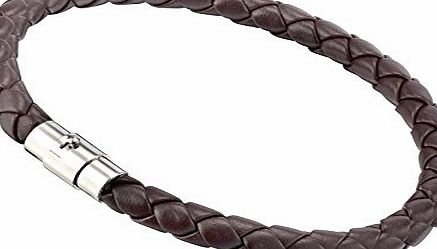 Gemini New Unisex Genuine Leather Braided S.Steel Wristband Bracelets Great Valentines Day, Birthday, Couples Gift For Men, Women, Teens, Boys, Girls Gm001 8`` , Color: Brown