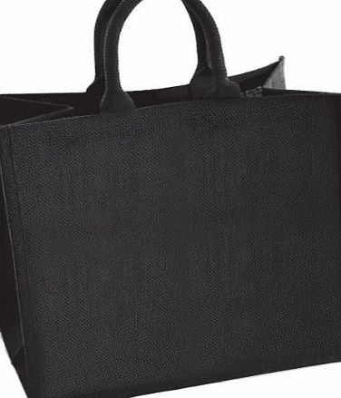 Generic 2 x Large Black Jute Shopping Bag - Natural Hessian