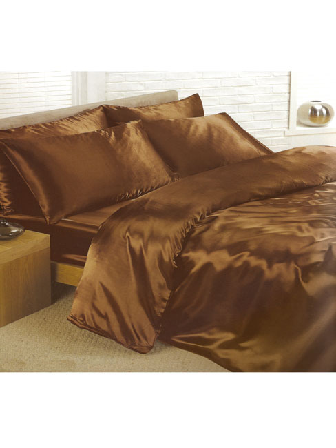 Chocolate Satin Super King Duvet Cover, Fitted