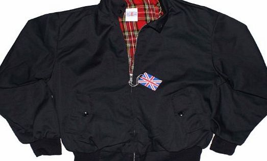 Generic Harrington Jacket with Tartan Lining - Black - S