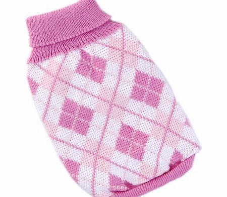 Generic Knit Turtleneck Dog Sweater Clothing Argyle Patterns Pink - Chest Girth: Approx. 12 1/2 Inch (32cm) (Unstretched)