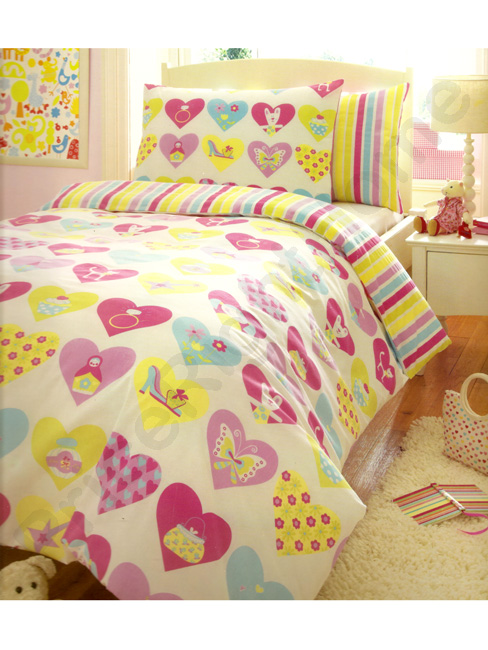 Generic Love Hearts Double Duvet Cover and Pillowcase Set