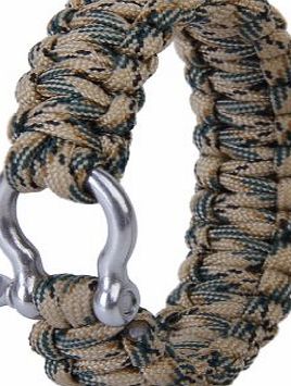 Generic Paracord 550 Survival Bracelet with Stainless Steel Bow Shackle - Desert camo---Ideal Accessory for Camping, Boating, Hunting, Hiking, and Other Sports Activities.