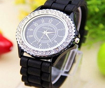 Geneva DP New Fashion 14 Color Available Ladies Brand GENEVA Watch Classic Gel Crystal Silicone Jelly Watch (White)