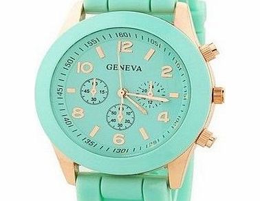 Geneva Ladiess Geneva ``Hot Sale 2013`` New Fashion Green Silicone Jelly Gel Analog Quartz Sports Wrist Watch - Free UK Delivery   Gift Box Included!