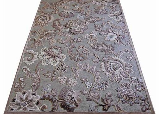 Marseille Floral Chenille Rug - Silver -