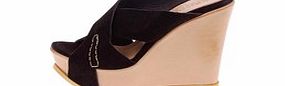 Georges Rech Gexo black and wood suede leather wedges