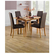 Dining Table with 4 Brown Leather Lucca