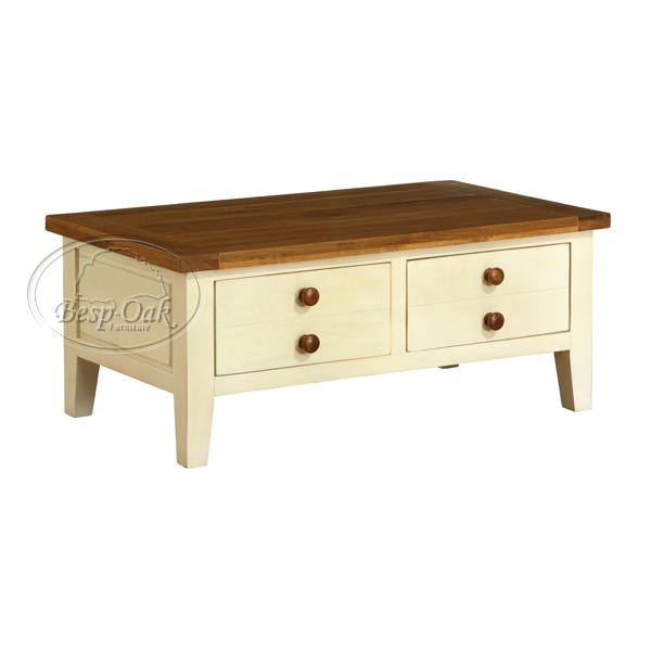 Painted 2 Drawer Coffee Table - Cream or