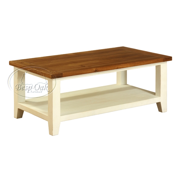 Painted Coffee Table with Shelf - Cream